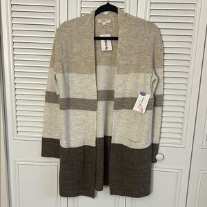 Stylish Neutral Striped Cardigan